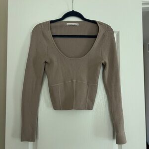 Abercrombie & Fitch Taupe Ribbed Top